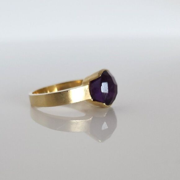 Amethyst Deep Purple Ring 14K YG over Sterling Silver Size 7 - Picture 6 of 9